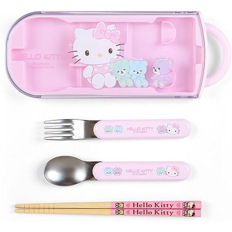 Sanrio Fork Spoon Chopsticks Tableware Set with Case – Hello Kitty