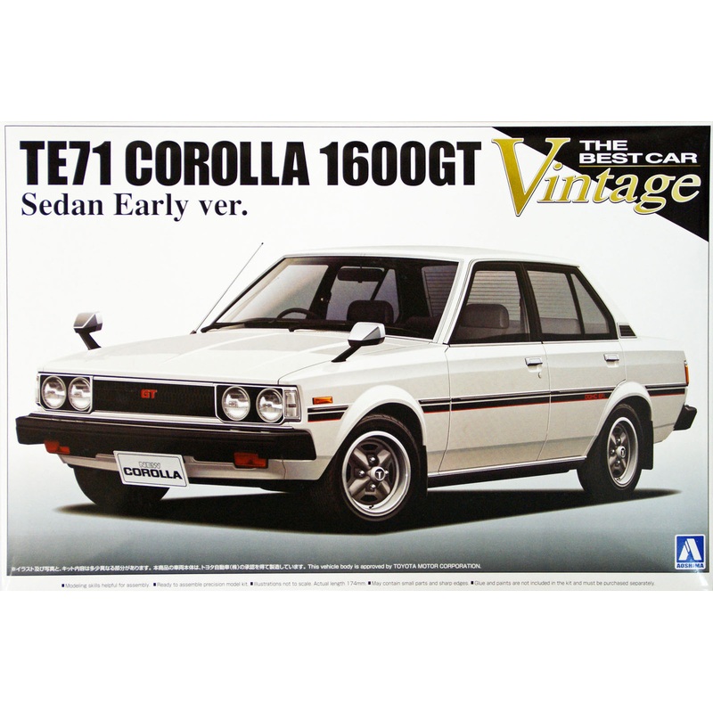 Aoshima 08744 TE71 Toyota Corolla 1600GT Sedan Early Version 1/24 Scale Kit