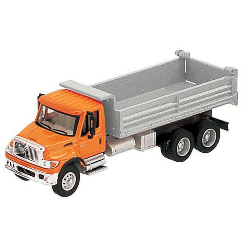 International 7600 3-Axle Heavy-Duty Orange Dump Truck