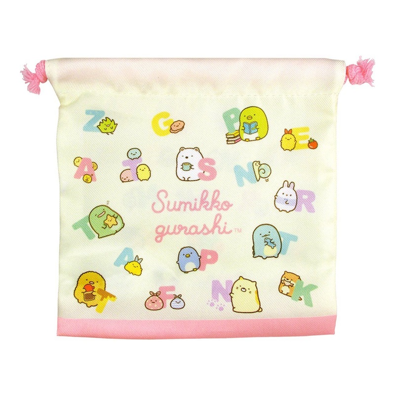 T’s Factory Flat Drawstring Bag – Sumikko Gurashi – Alphabets