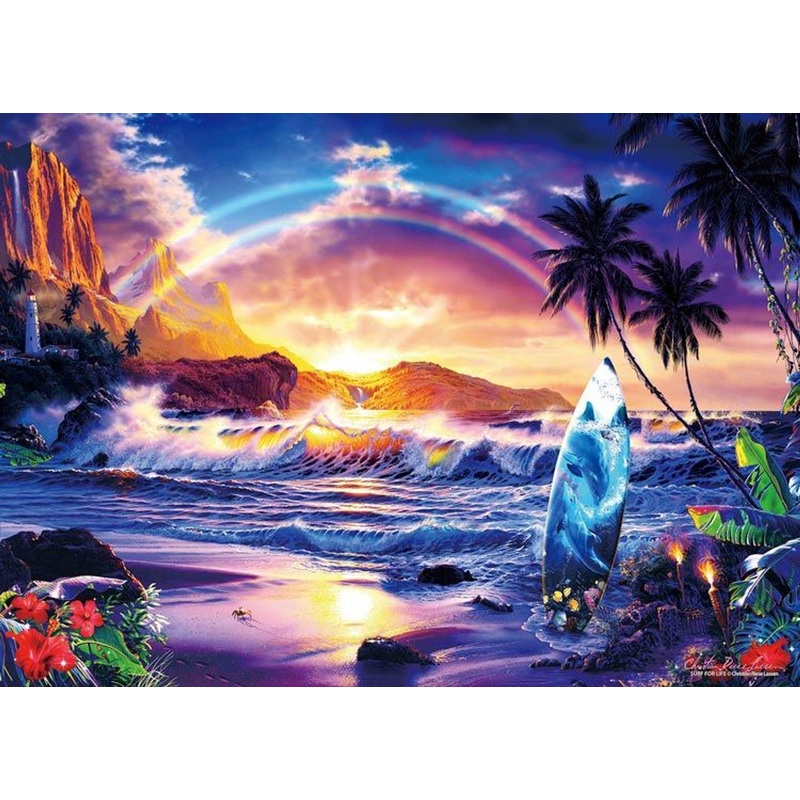 Epoch 54-712 Jigsaw Puzzle Christian Riese Lassen Surf for Life (Glow in the Dark) (2000 S-Pieces)
