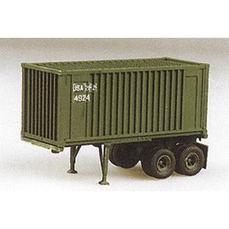 2-Axle 20′ Chassis w/Box Container Green