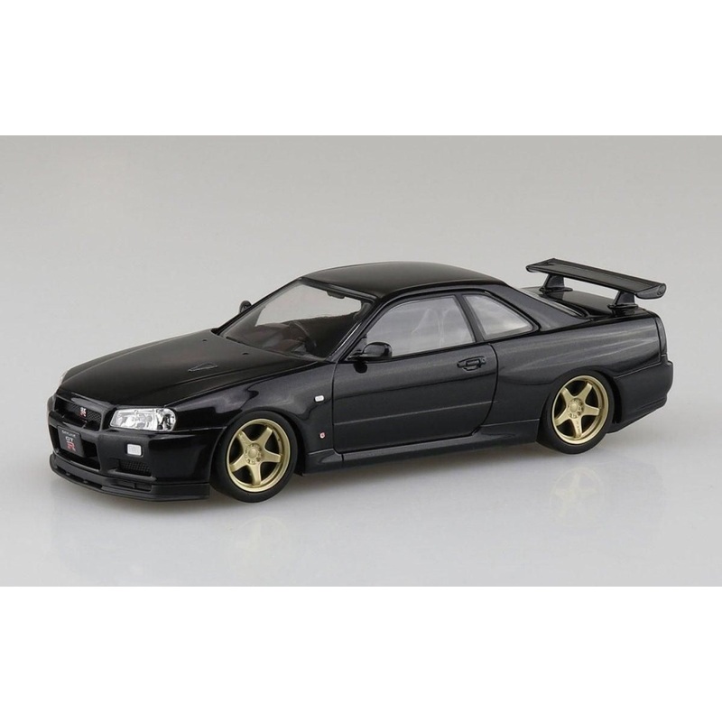 Aoshima RakuPla Snap Car Nissan R34 Skyline GT-R Custom Wheel Black Pearl Plastic Model