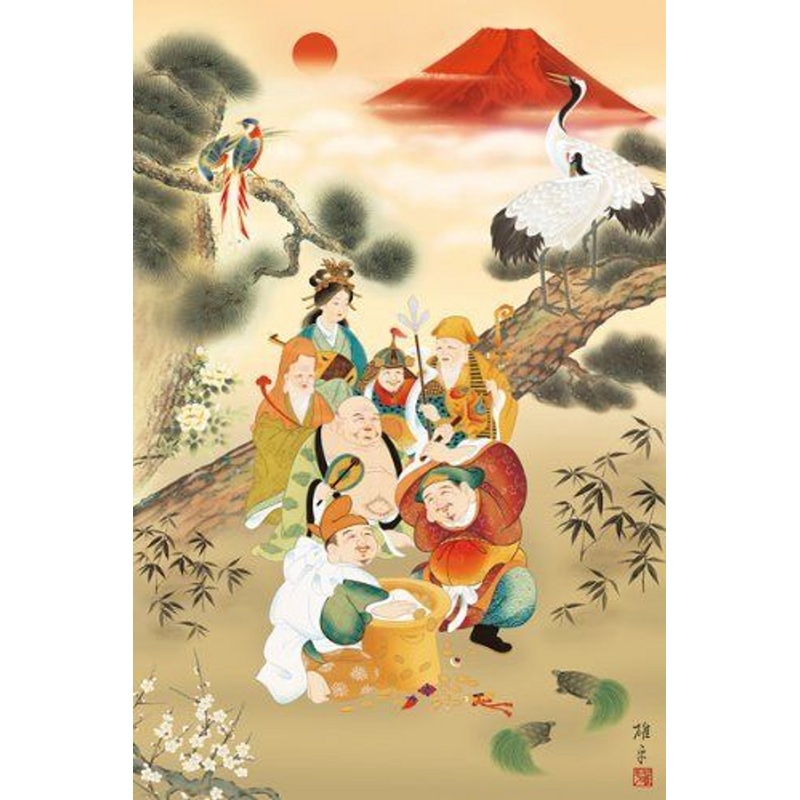 APPLEOne Jigsaw Puzzle 1000-679 Japanese Art Seven Lucky Gods (1000 Pieces)
