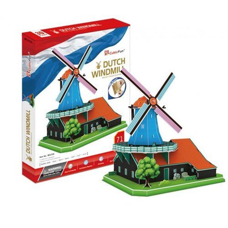 Heart Art Collection Jigsaw Puzzle 3D Puzzle 3D Craft Model Dutch Windmill (World Heritage: Netherlands)  (71 Pieces)