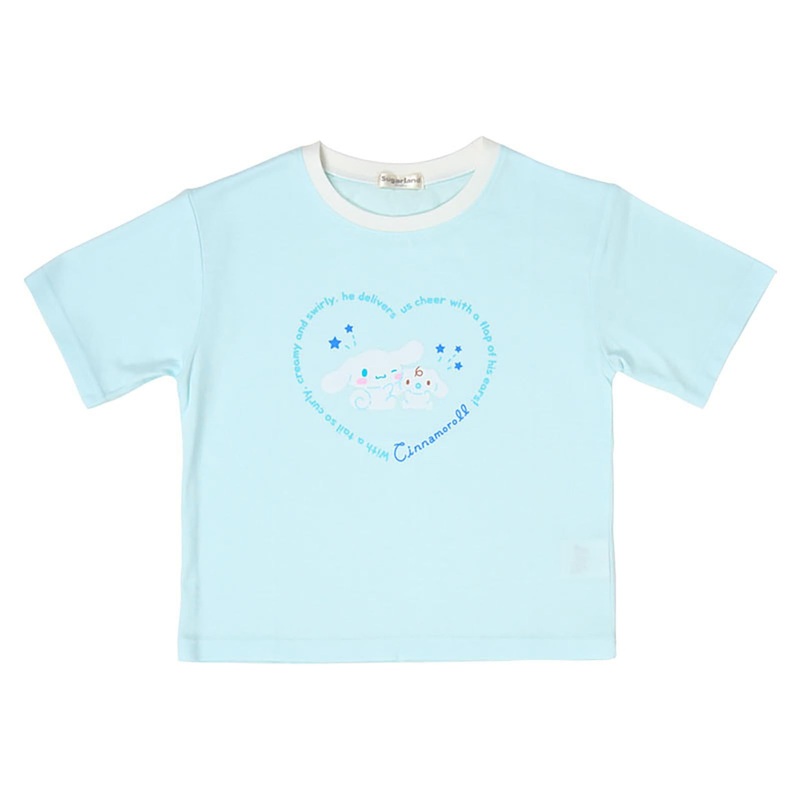 Sanrio Other Kids Short Sleeve T-Shirt Cinnamoroll Light Blue 120 cm