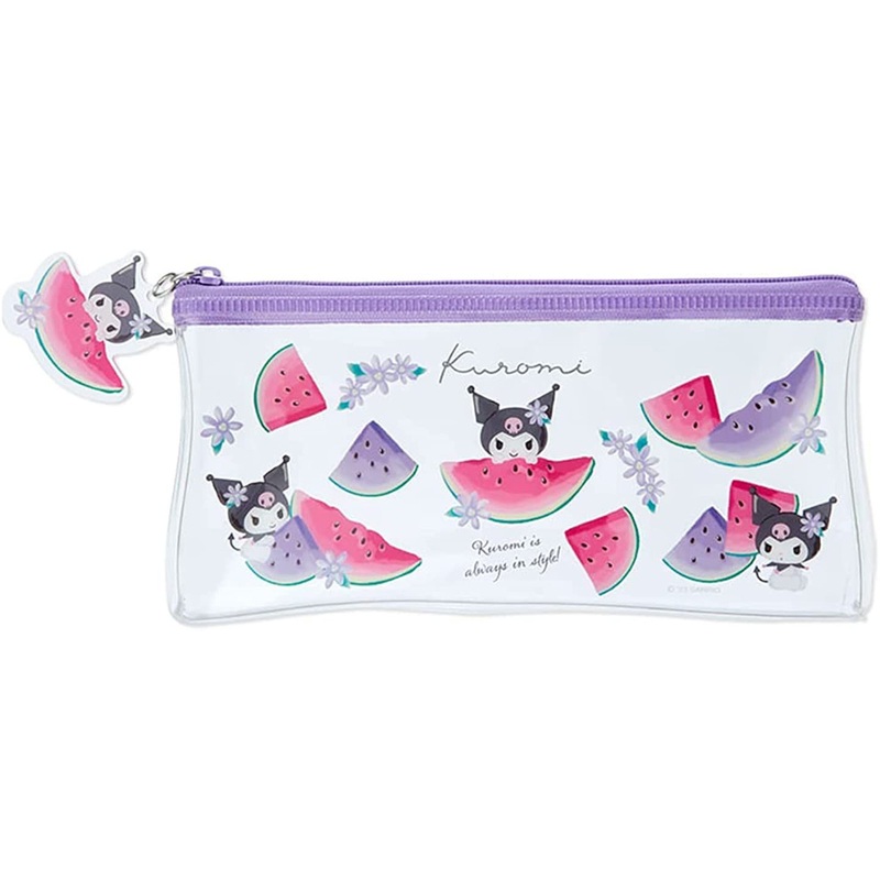 Sanrio Clear Pencil Case/Organizer Bag with Zipper – Kuromi (Fruits)