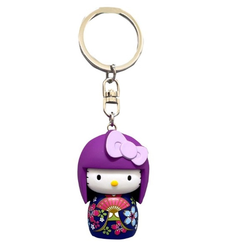 Asunarosya Hello Kitty Kokeshi Keychain Sakura Kimono BL Ribbon Purple