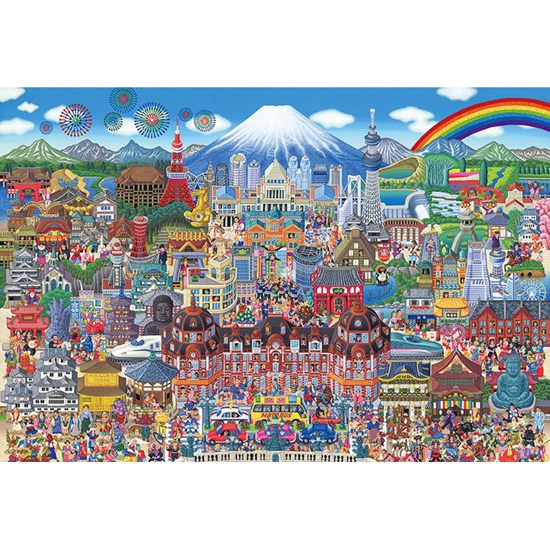 Beverly Jigsaw Puzzle Naoki Tanaka illustration Famous Sights in Japan Gathered Together (1000 Pieces)