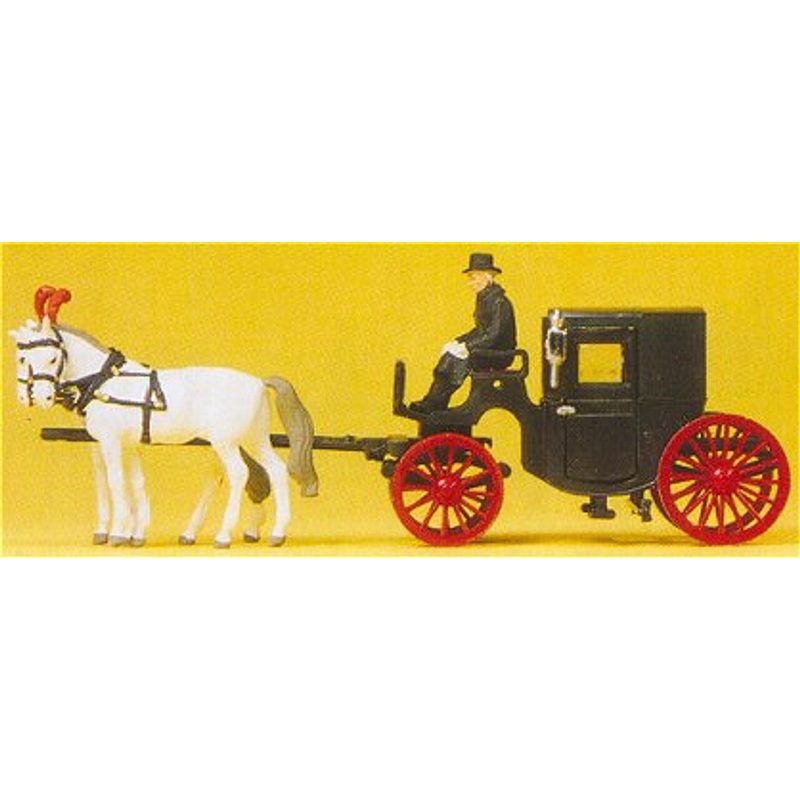 Horse-Drawn Closed Taxi with Three Figures