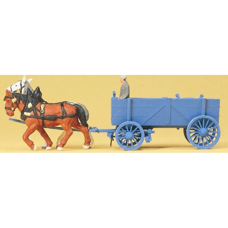 Horse-Drawn Ore Wagon with Driver & Horses
