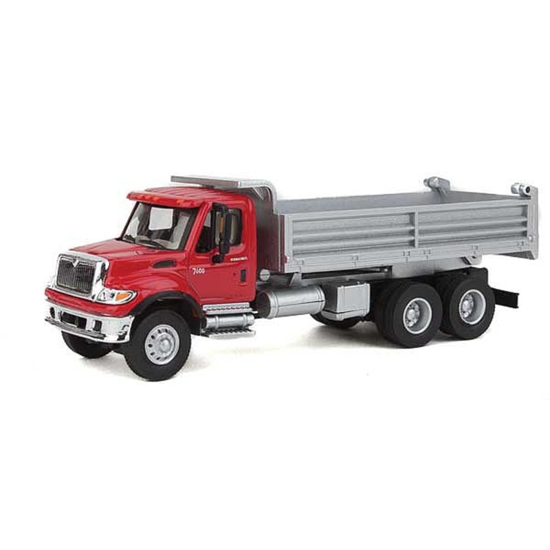 International(R) 7600 3-Axle Heavy-Duty Red Dump Truck