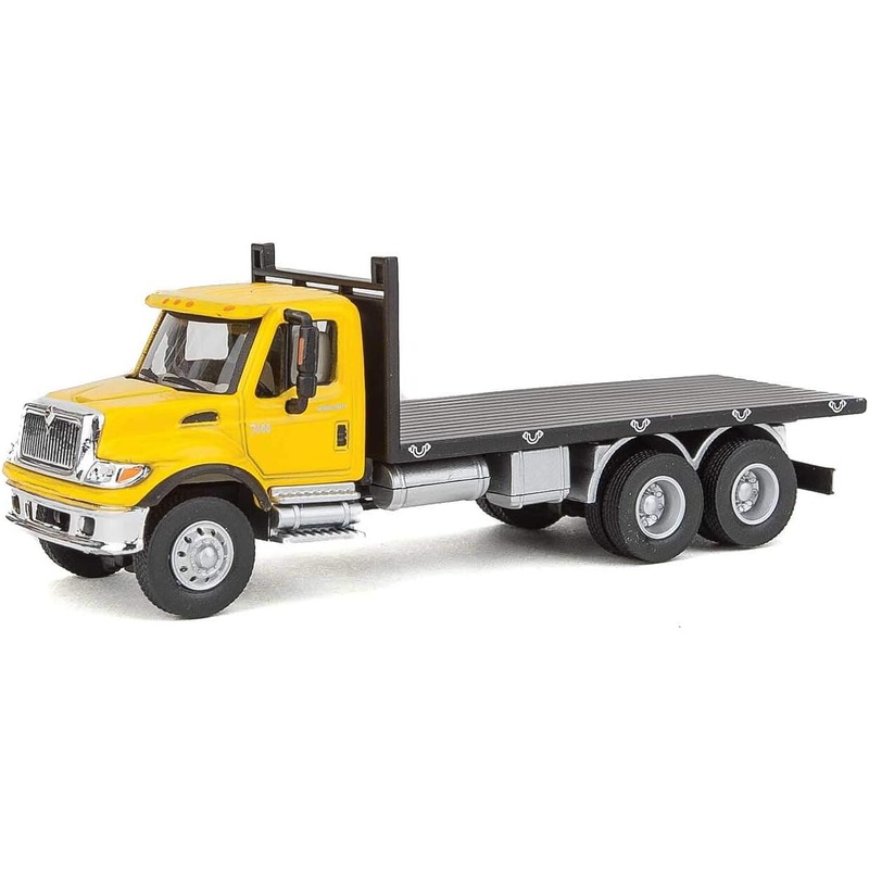 International(R) 7600 3-Axle Yellow Flatbed Truck