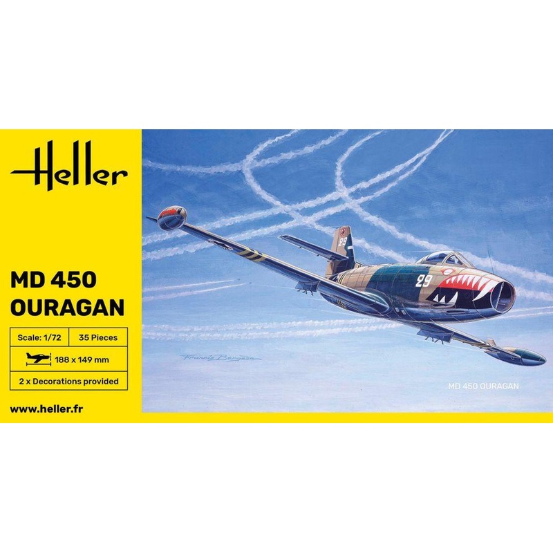 Heller 1/72 French Air Force MD450 Ouragan Fighter-bomber Plastic Model