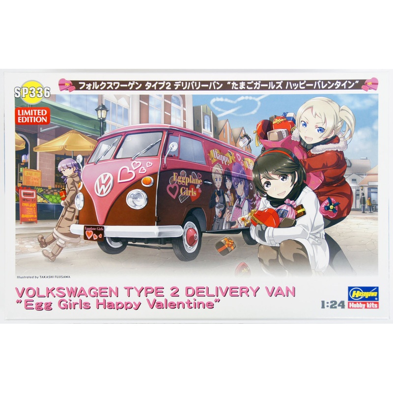 Hasegawa SP336 Volkswagen Type2 Delivery Van Egg Plane Girls Happy Valentine 1/24 Scale Kit