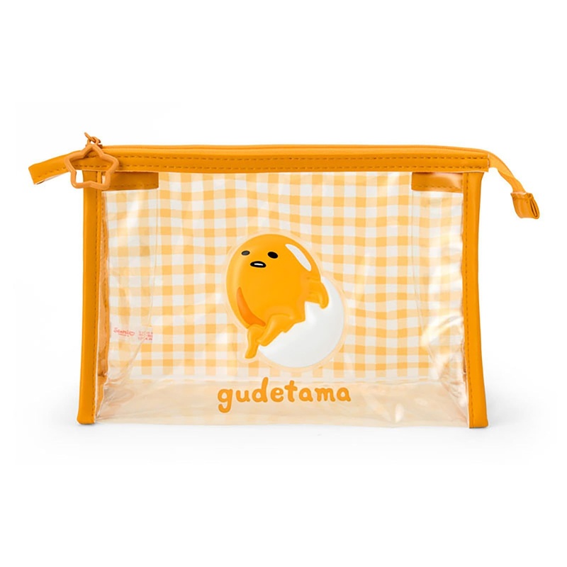 Sanrio Gudetama Clear Pouch Transparent PVC, Steel Zipper Closure Suitable for Ages 3 and Older