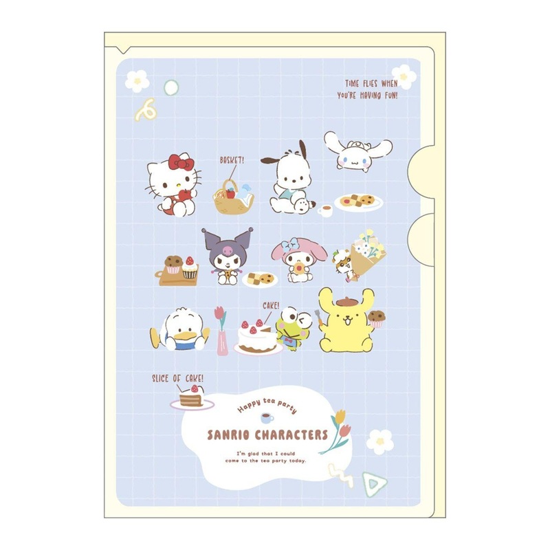 T’s Factory Horizontal Pocket File Chatting Tea Time Blue