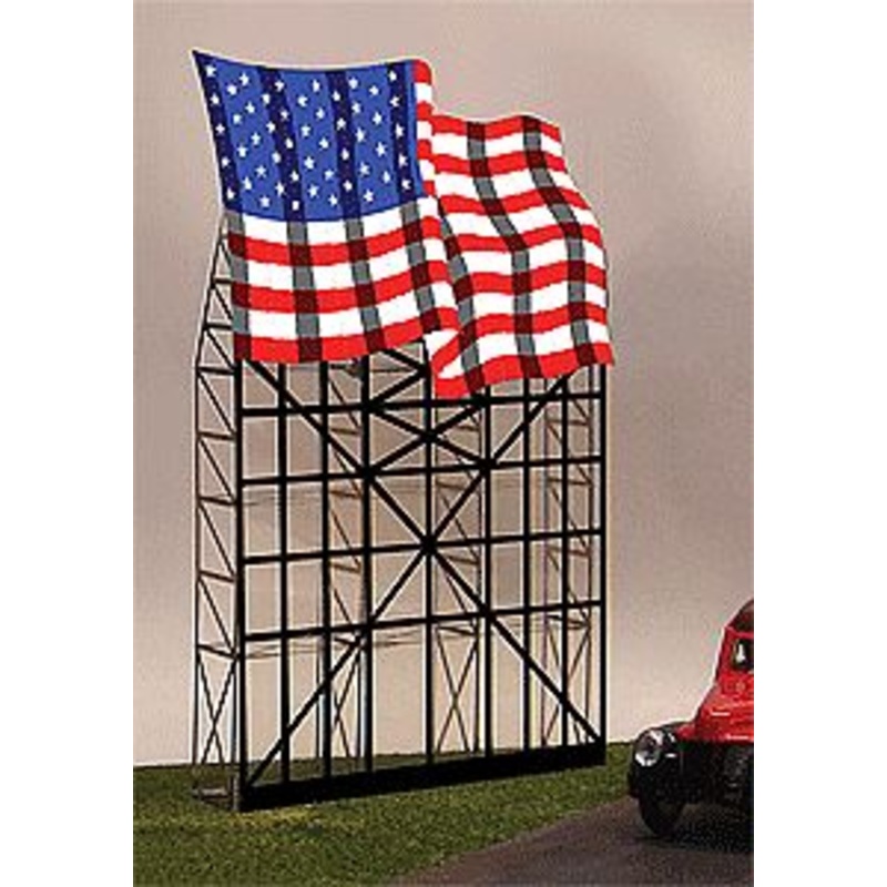Waving American Flag Animated Neon Large Billboard