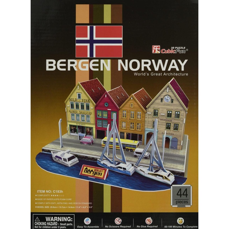 Other Heart Art Collection Jigsaw Puzzle 3D Puzzle 3D Craft Model Bryggen in Bergen City (44 Pieces)