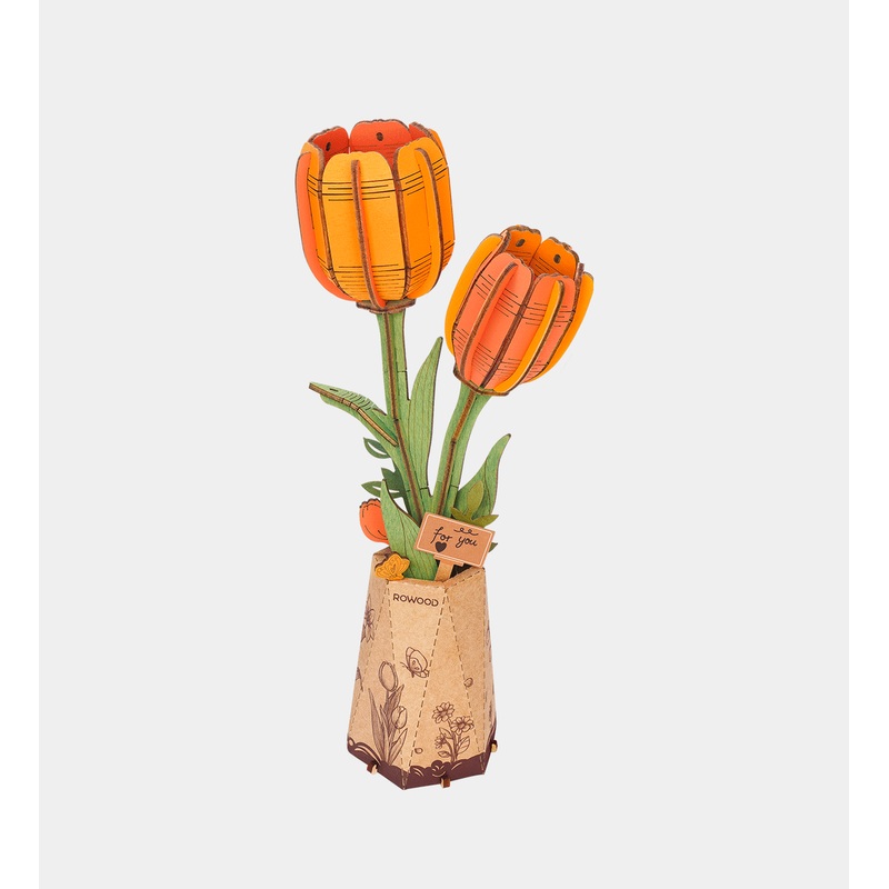 ROBOTIME DIY Miniature Kit Orange Tulip (76 Pieces)