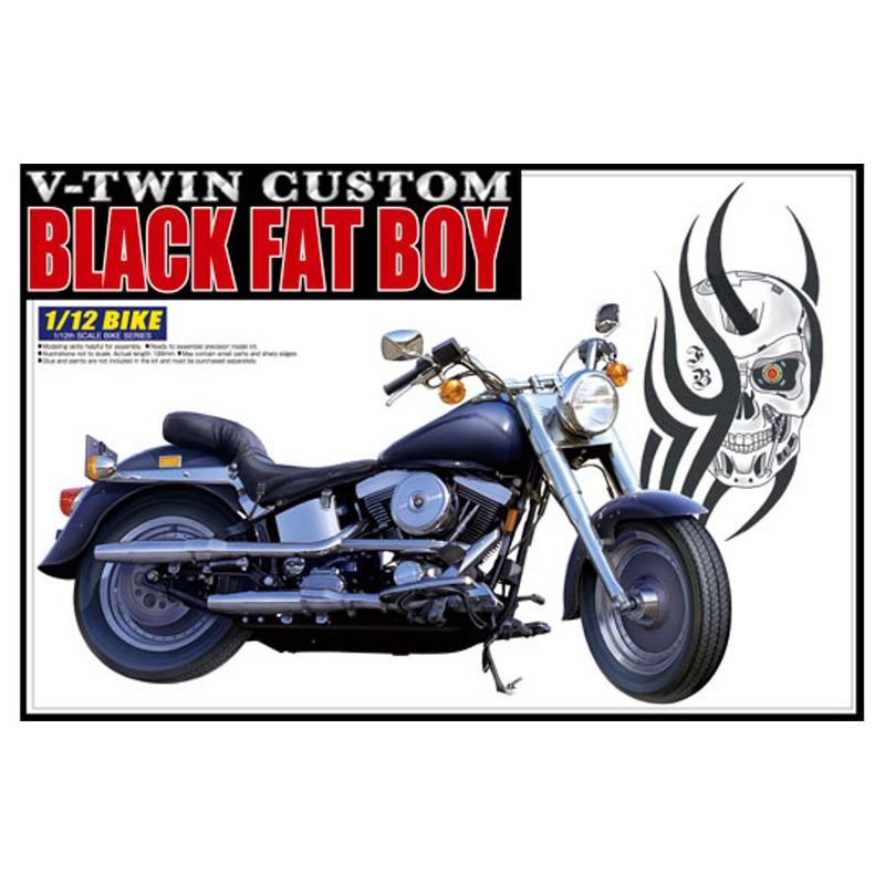 Aoshima Naked Bike 89 02520 Black Fat Boy (V-Twin Custom) 1/12 Scale Kit
