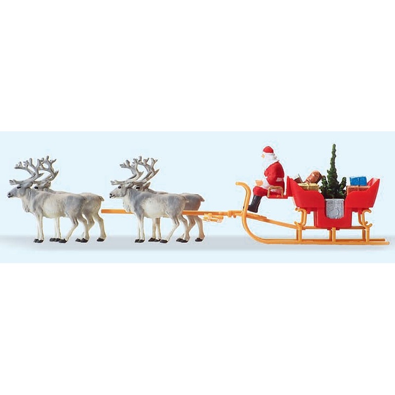 Christmas Sleigh with Santa, Packages & 4 Reindeer