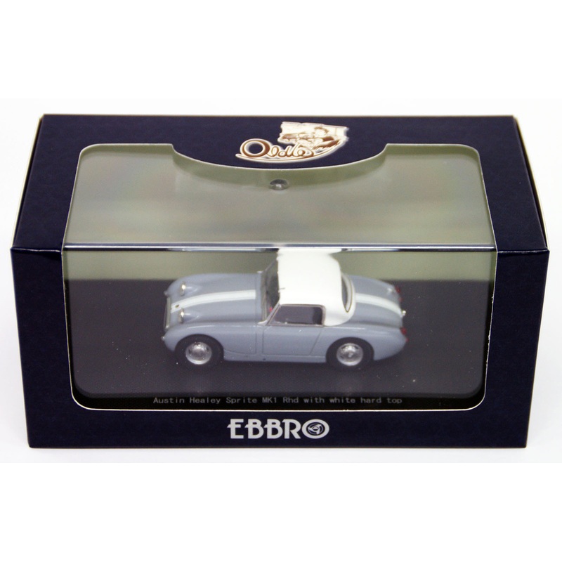 Ebbro 44457 AUSTIN HEALEY Sprite MK1Rhd Gray with white hard top 1/43 Scale