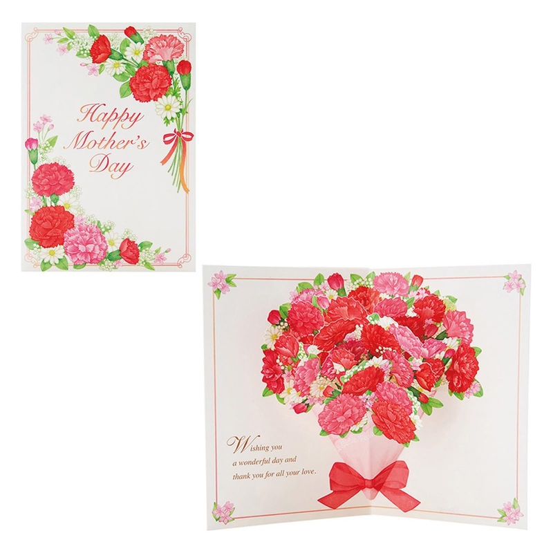 Sanrio Happy Mother’s Day 3D Pop Up Card & Envelope – Carnation Flowers Bouquet