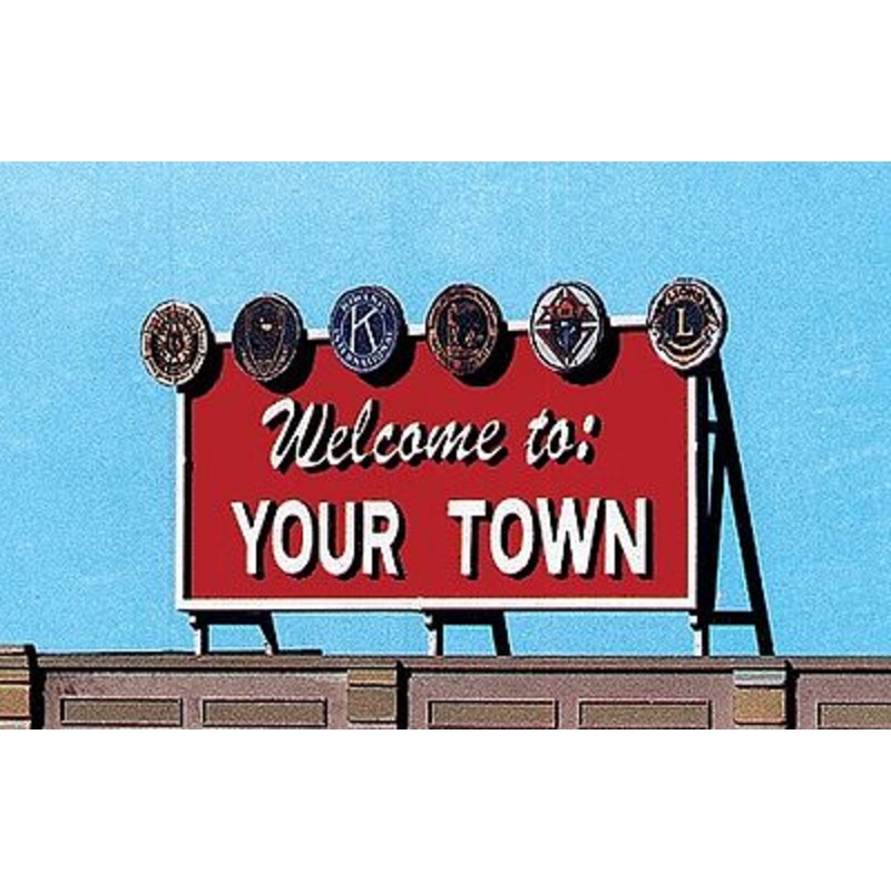 Welcome to Your Town Billboard Kit – HO Scale Model Railroad Billboard