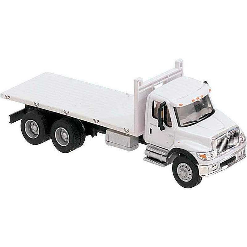 International(R) 7600 3-Axle White Flatbed Truck