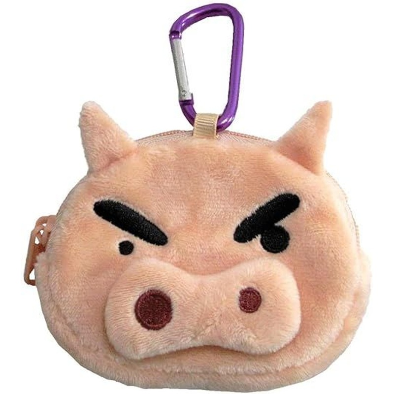 Unique730 Crayon Shin-chan Mini Pouch with Carabiner Buri Buri Zaemon