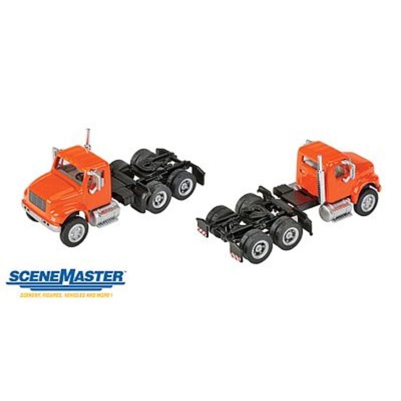 International 4900 Dual-Axle Orange Semi Tractor