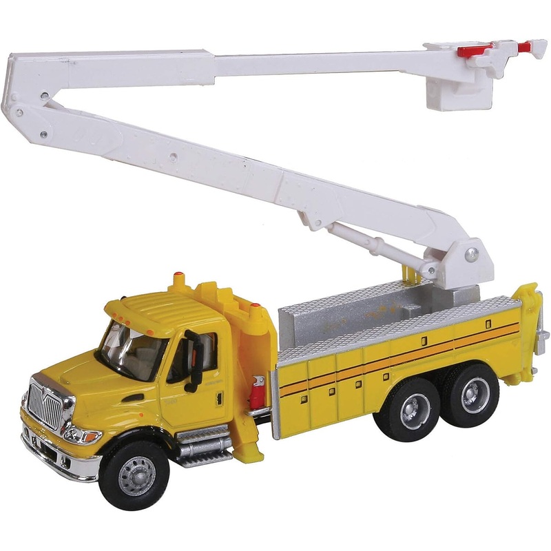 International 7600 Yellow Utility Truck w/ Bucket Lift