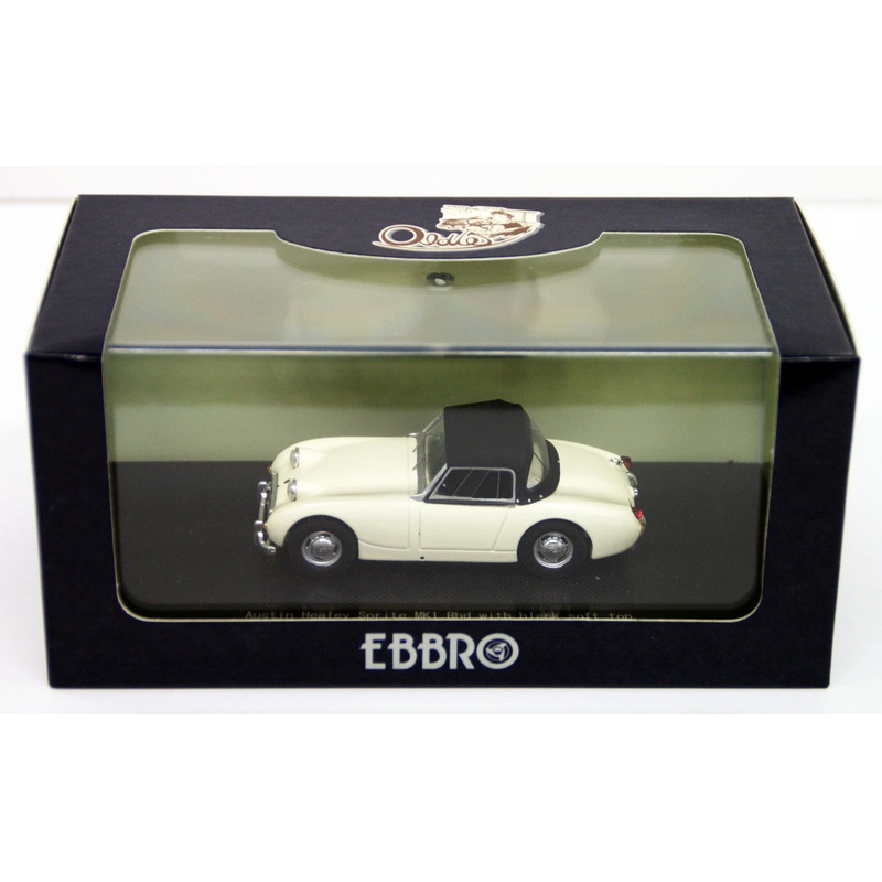 Ebbro 44458 AUSTIN HEALEY Sprite MK1Rhd White with black soft top 1/43 Scale