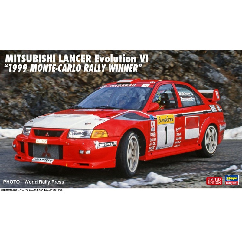 Hasegawa 1/24 Mitsubishi Lancer Evolution VI 1999 Monte Carlo Rally Winner Plastic Model