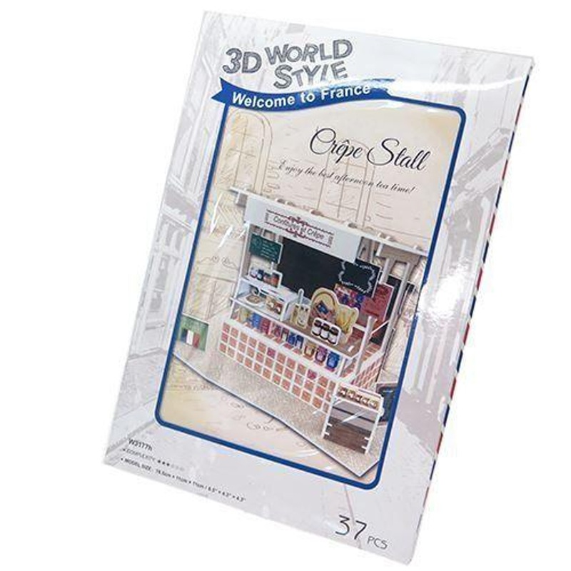Jigsaw Puzzle 3D Puzzle Three-Dimensional Craft Model World Style France – Marche Crepe Shop Heart Art Collection (37 Pieces)