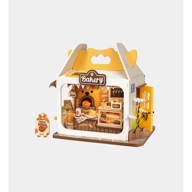 ROBOTIME DIY Miniature Kit Teddys Breadbox  (67 Pieces)