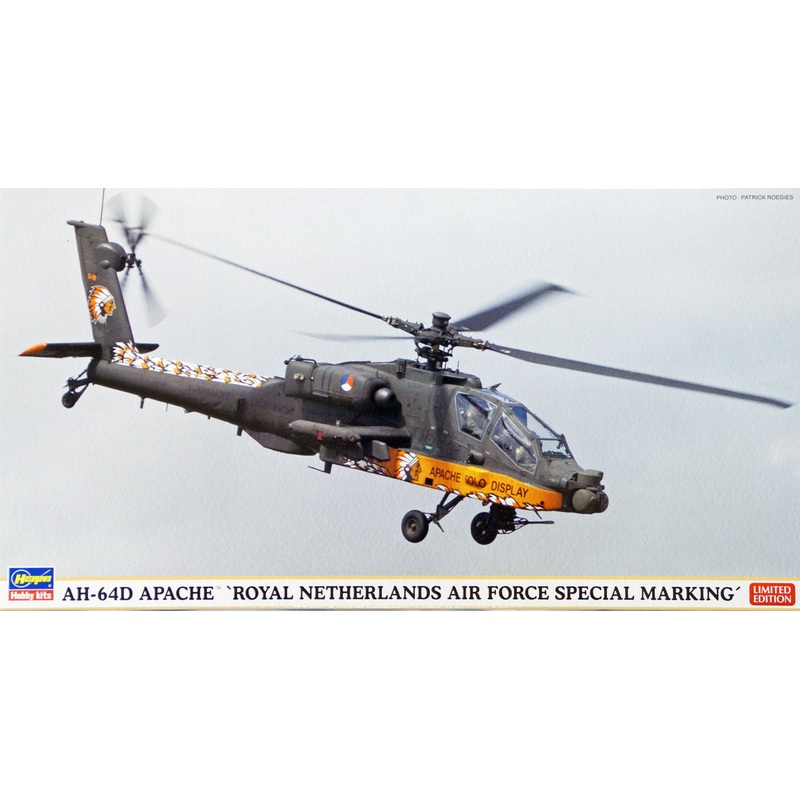 Hasegawa 07336 AH-64D Apache Helicopter Royal Netherlands Air Force 1/48 Scale Kit