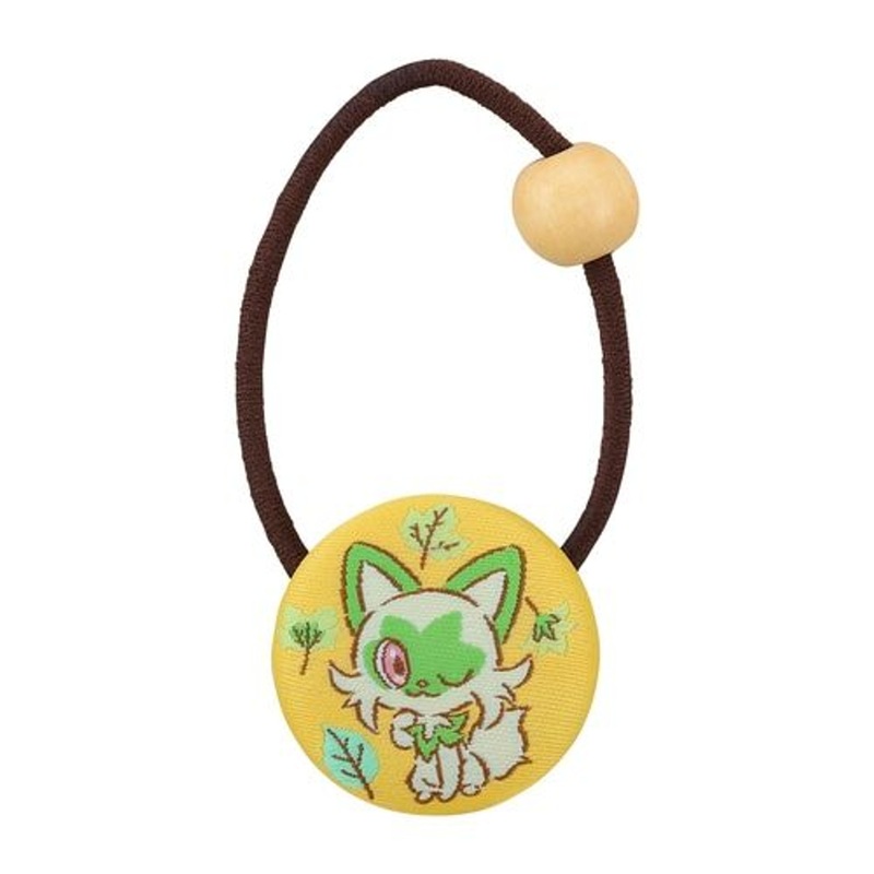 Pokemon Center Original Walnut Button Hair Elastic Sprigatito Yellow