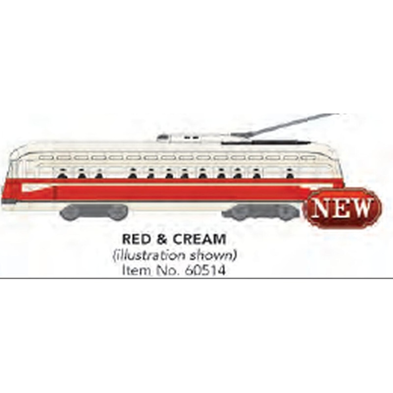 HO PCC Streetcar Unlttrd/red&cream