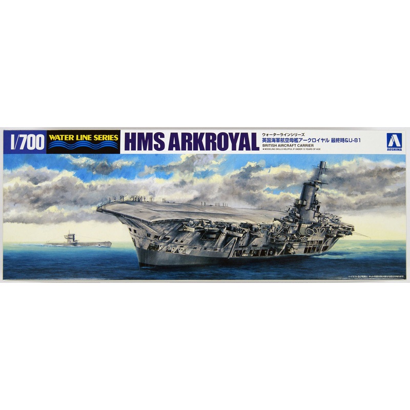 Aoshima Waterline 10228 British Aircraft Carrier HMS ARKROYAL 1941 & U-81 1/700 Scale Kit