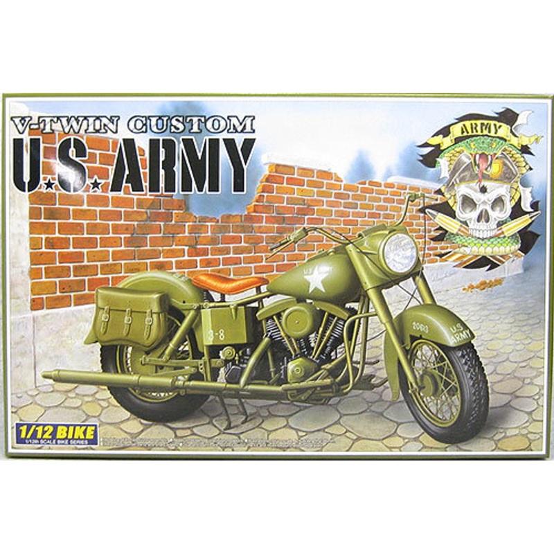Aoshima Naked Bike 91 02629 U.S. Army Type (V-Twin Custom) 1/12 Scale Kit