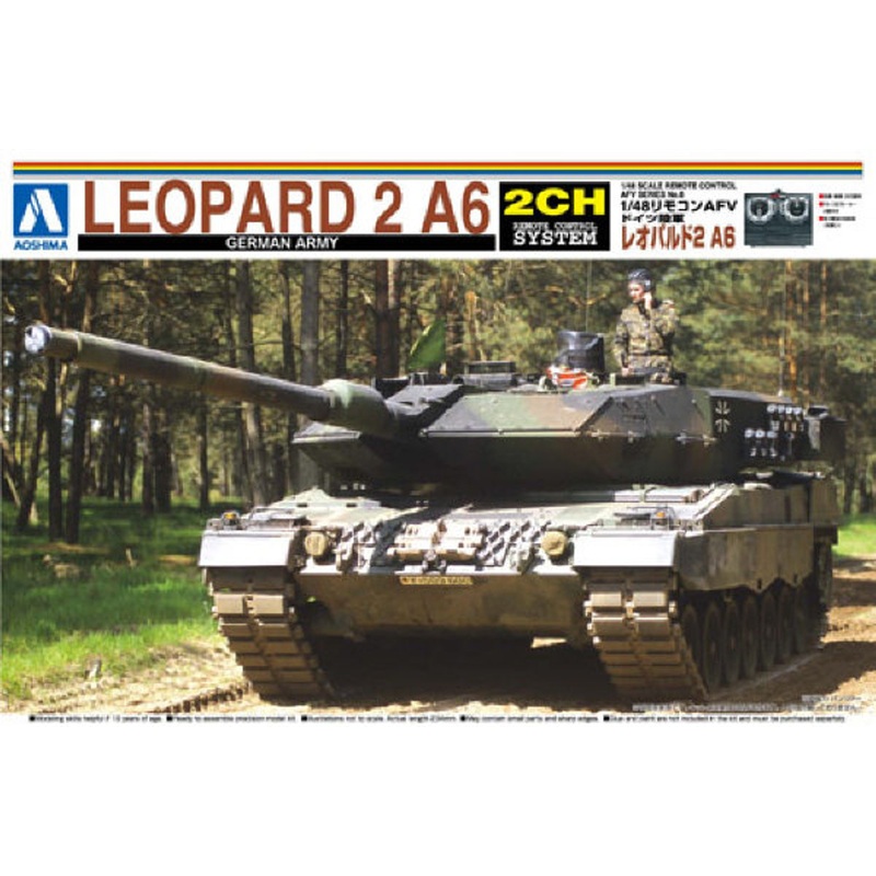 Aoshima 00847 RC AFV Series No. 8 German Army Leopard 2 A6 1/48 Scale Kit
