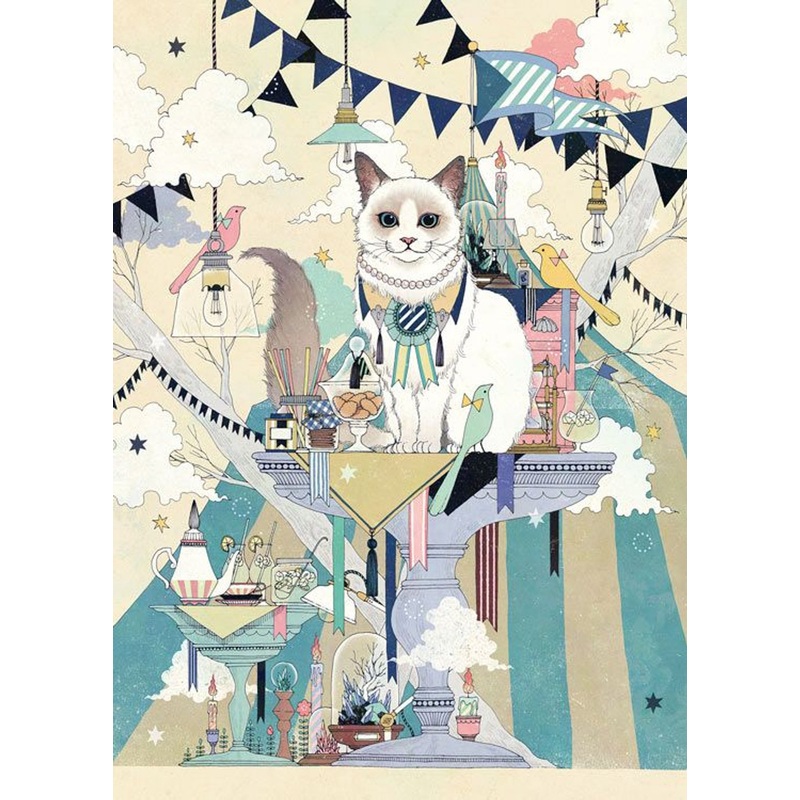 Epoch 79-138s Jigsaw Puzzle Chiaki Karamomo Illustration Cat Tea Party (500 Pieces)