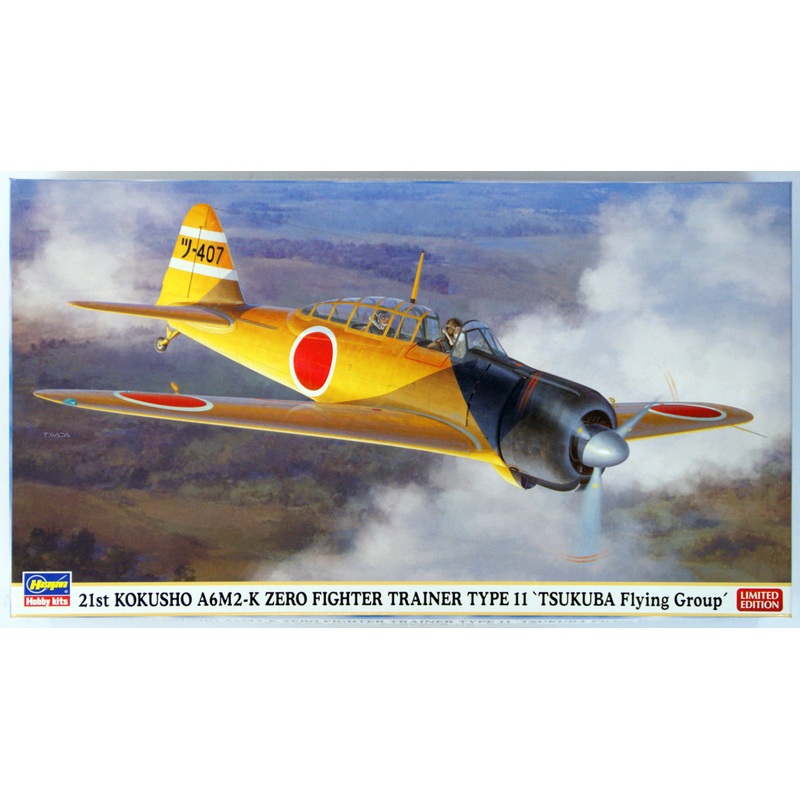 Hasegawa 07351 21st Kokusho A6M2-K Zero Fighter Trainer Type 11 TSUKUBA Flying Group 1/48 Scale Kit