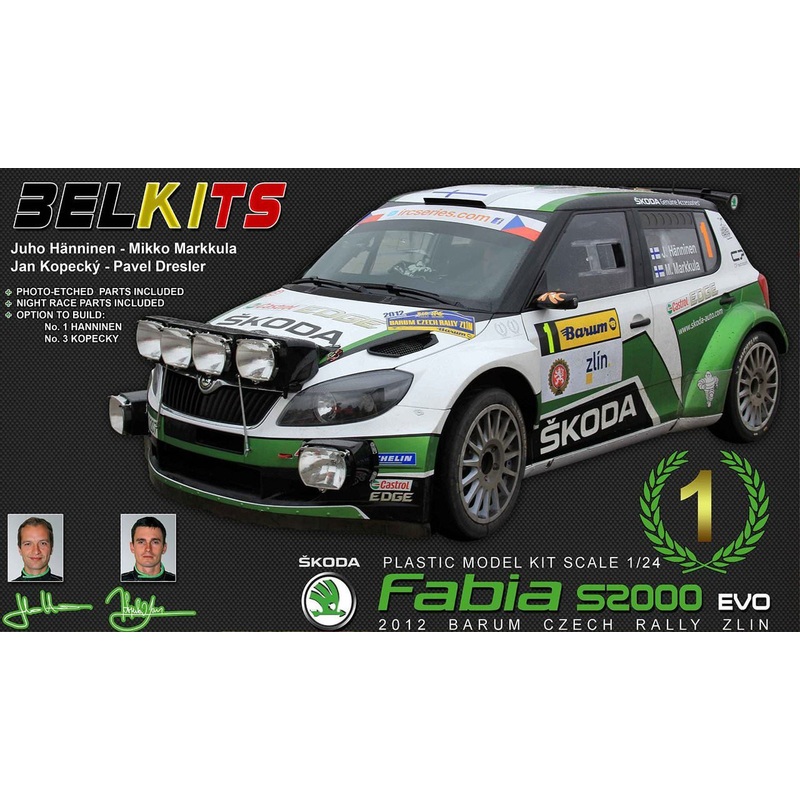 Aoshima (BELKitS) 84328 Skoda Fabia S2000 EVO 2012 Barum Czech Rally Zlin 1/24 Scale Kit