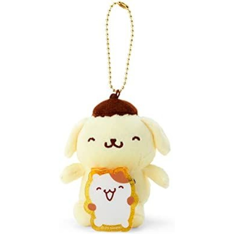 Sanrio Plush Mascot Holder with Badge –  Pom Pom Purin (Smiling)