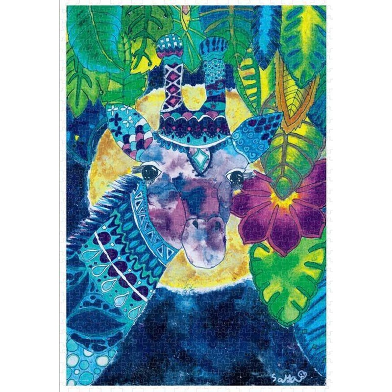 Tenyo TS-1000-623 Jigsaw Puzzle  MISS BLUEBERRY (Giraffe illuminated by the moonlit night) (Saya) (1000 Pieces)