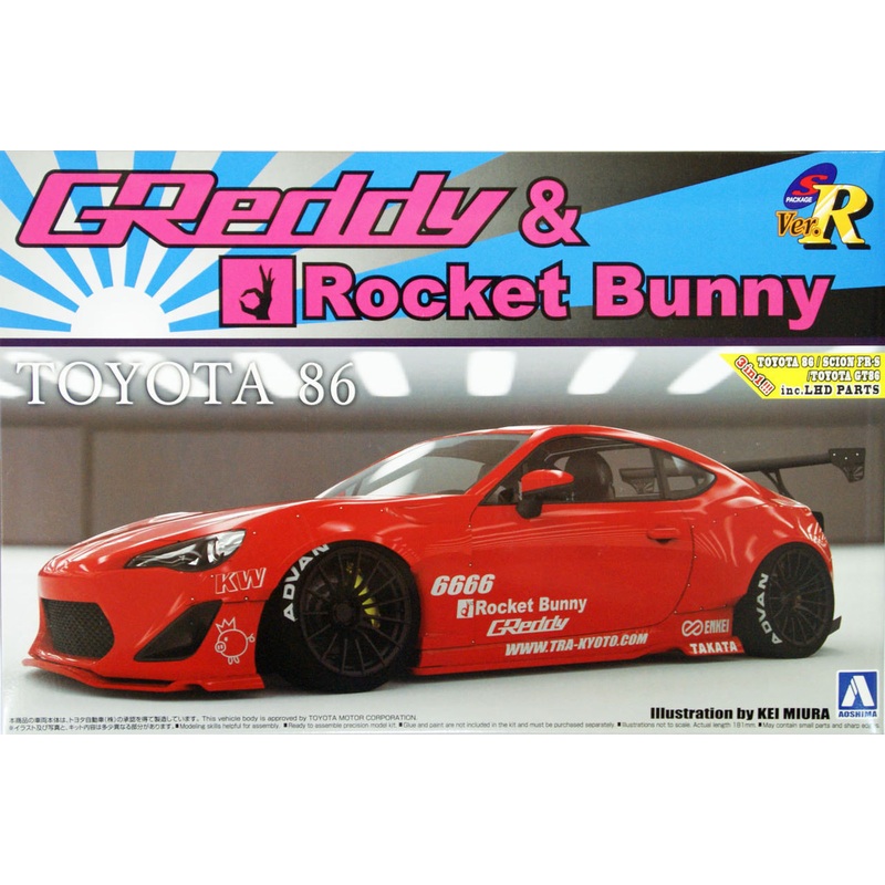 Aoshima 07624 TOYOTA 86 2012 Greddy & Rocket Bunny Enkei Version 1/24 Scale Kit