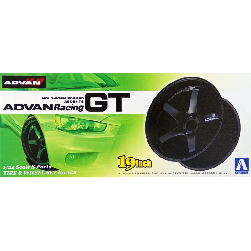Aoshima 09031 Tire & Wheel Set No.148 ADVAN Racing GT 19 inch 1/24 Scale Kit